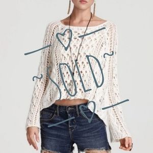 Free People Pegasus Crochet Pullover Sweater